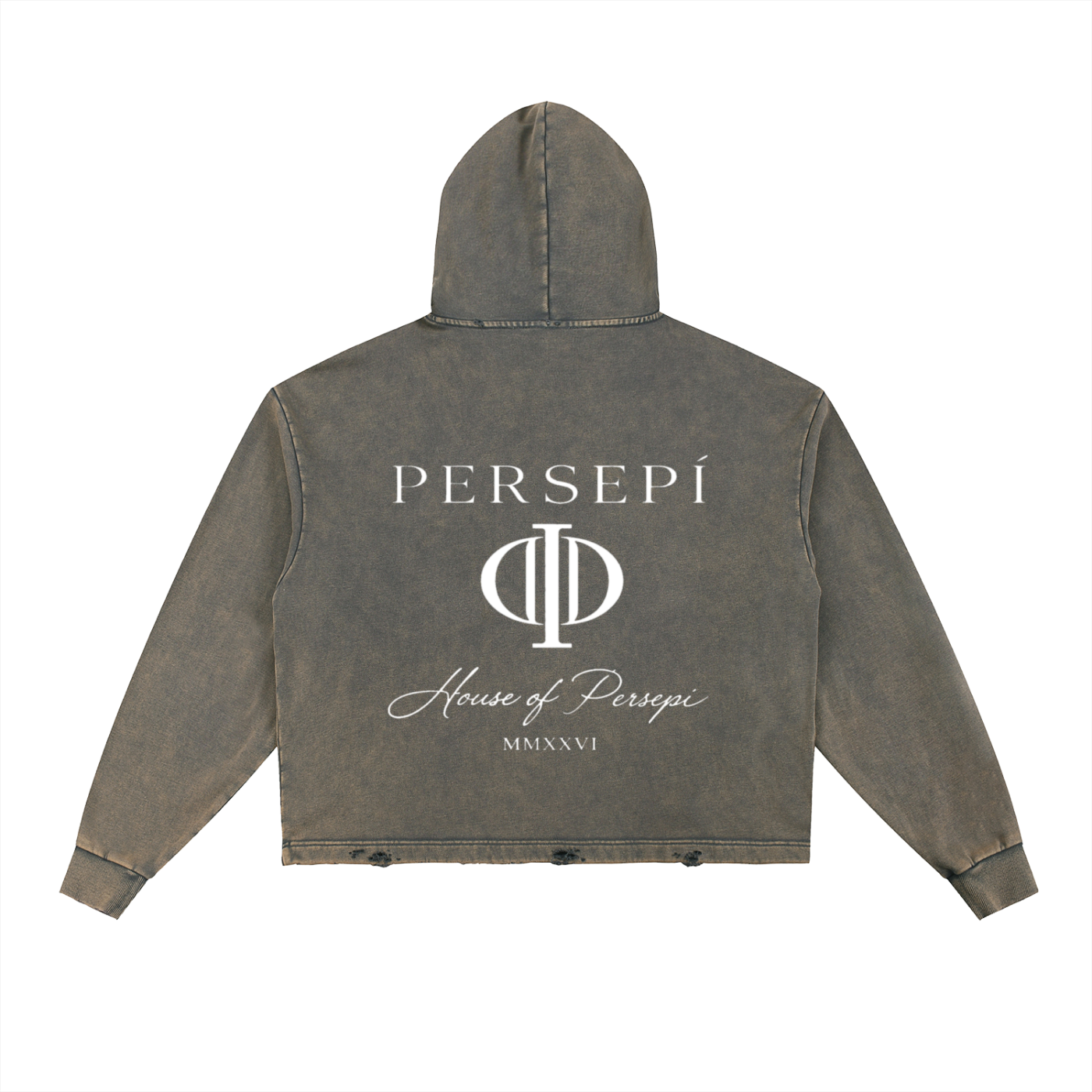 Vintage Washed Frayed-Hem Hoodie