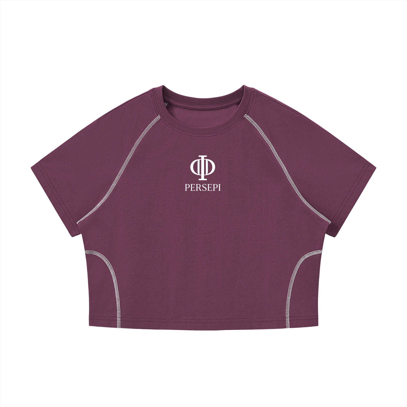 Women's Contrast Stitch Raglan Crop T-Shirt