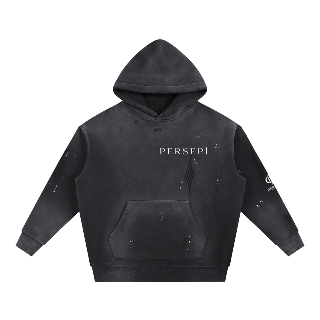 Vintage Washed Frayed Fleece Hoodie