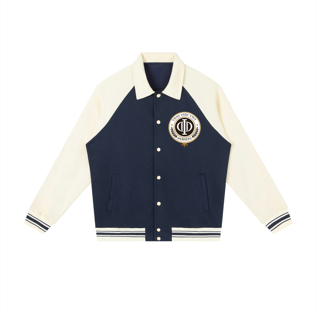 Contrast Raglan Sleeve Baseball Jacket