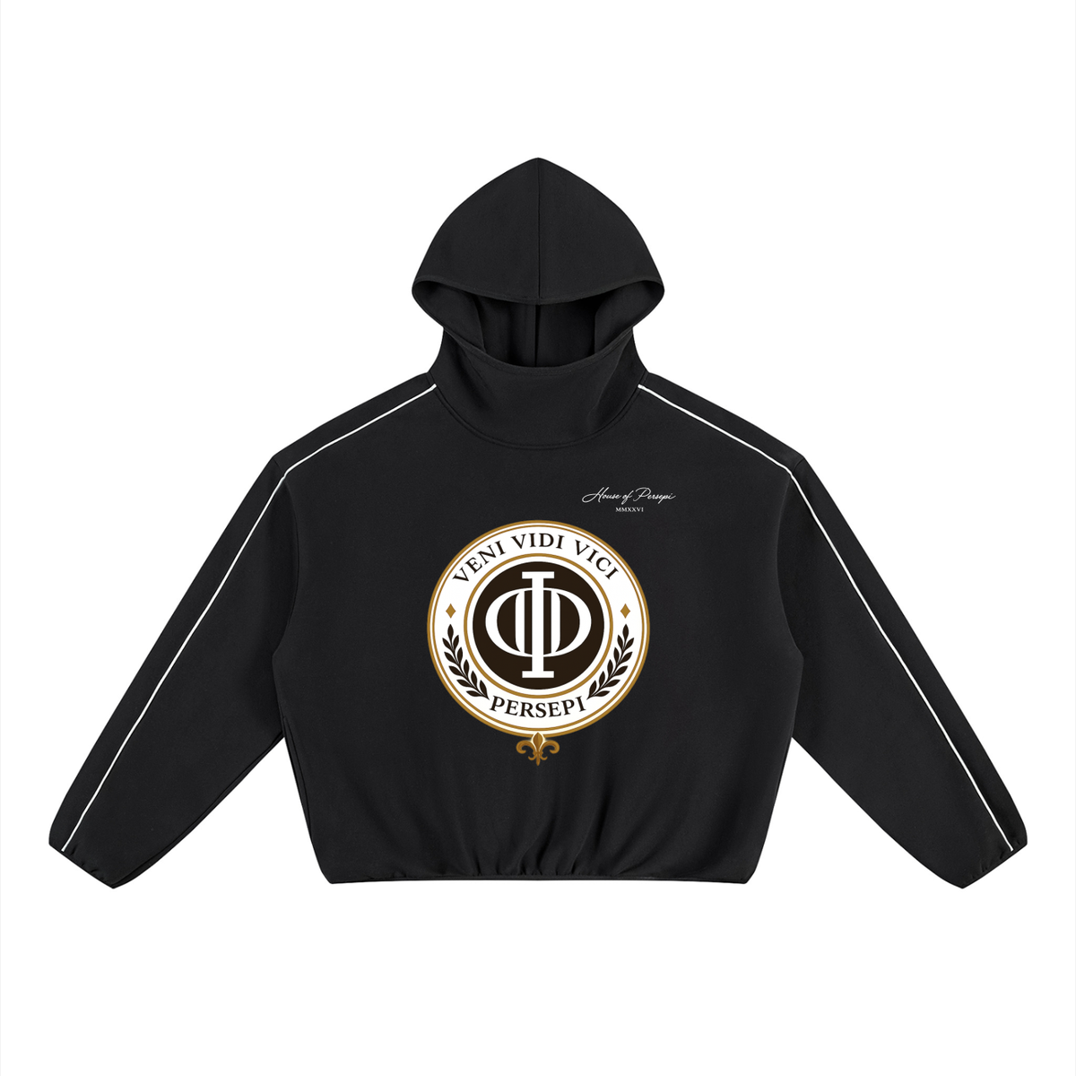 Unisex Boxy Piping Fleece Hoodie