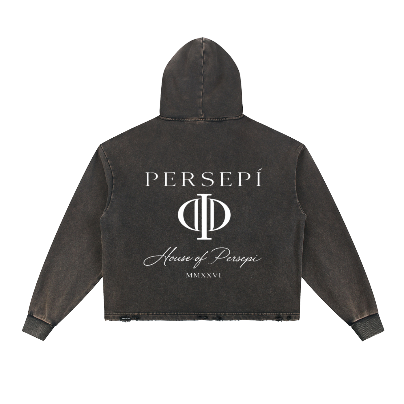 Vintage Washed Frayed-Hem Hoodie