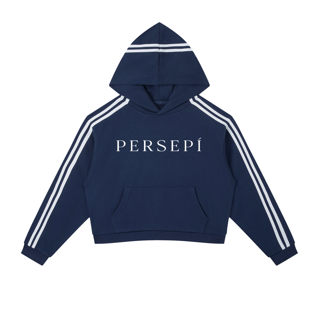 Contrast Side Stripe Cropped Hoodie