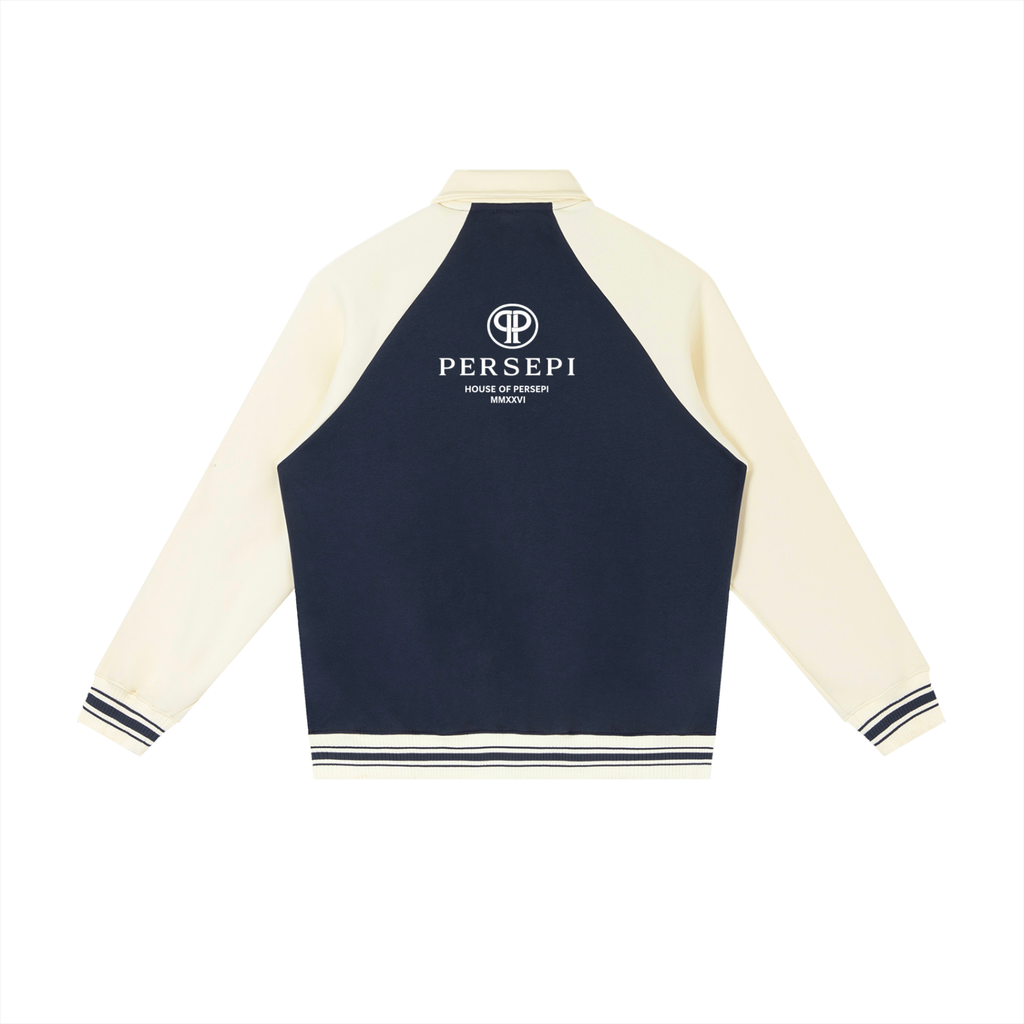 Contrast Raglan Sleeve Baseball Jacket