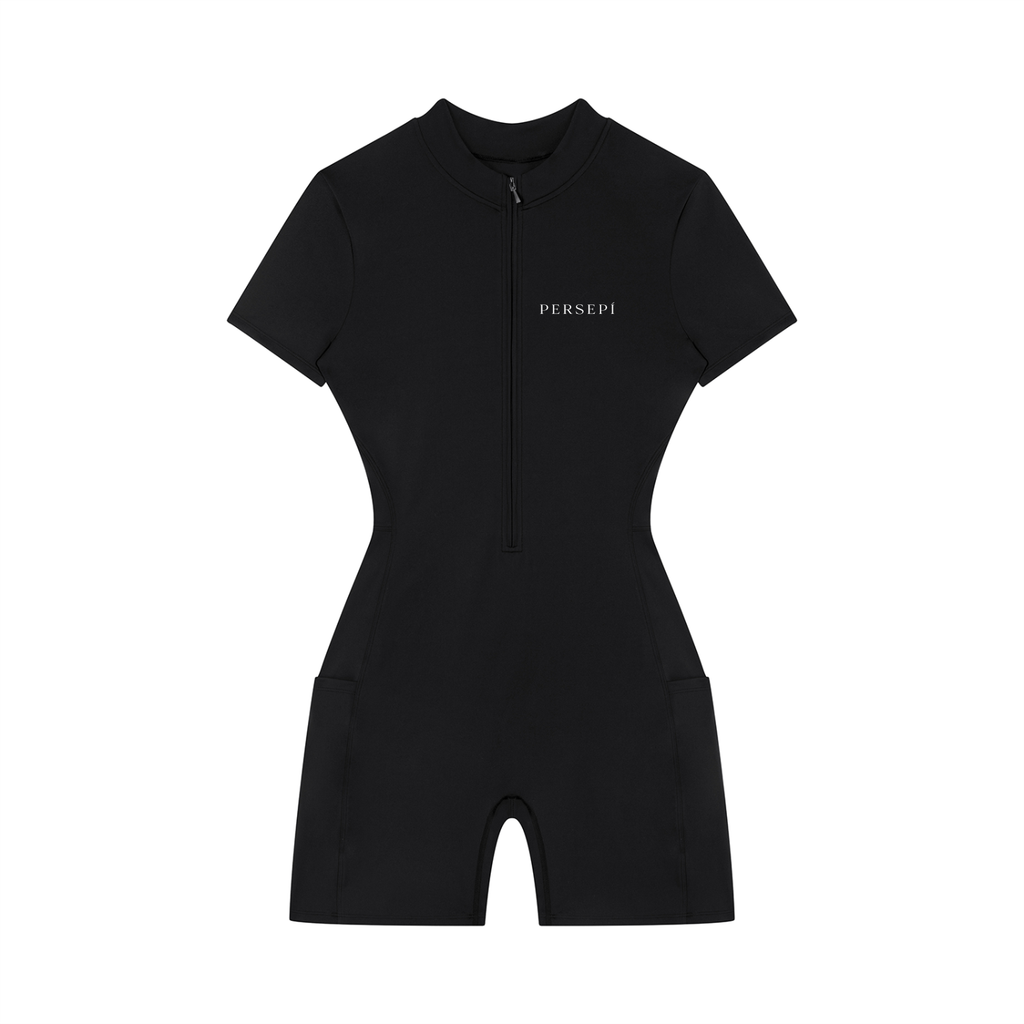 Women's Quarter-Zip Short Sleeve Romper