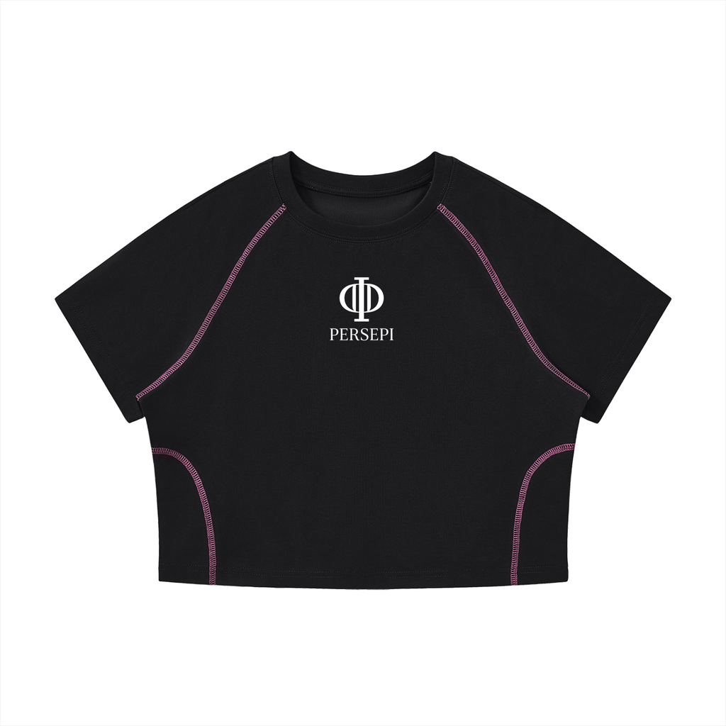 Women's Contrast Stitch Raglan Crop T-Shirt