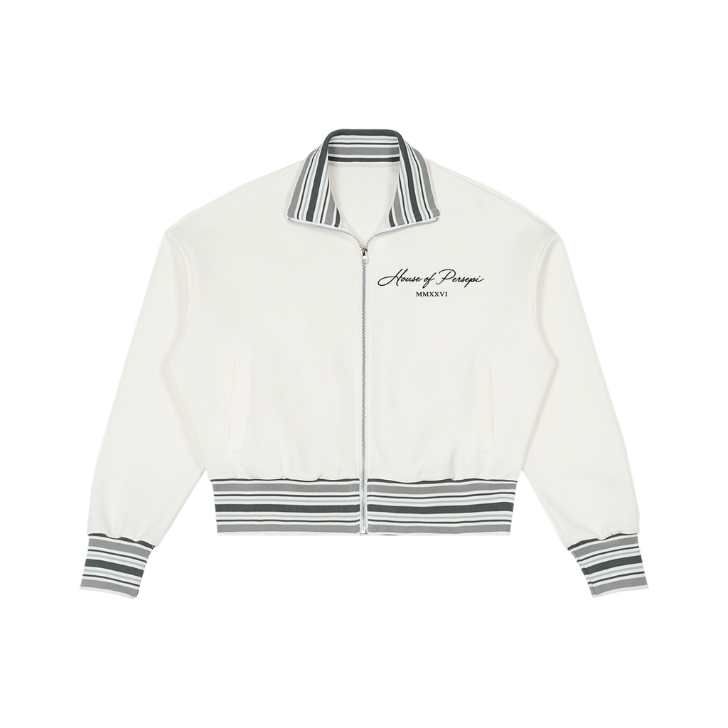 Striped Rib Collar Zip Jacket