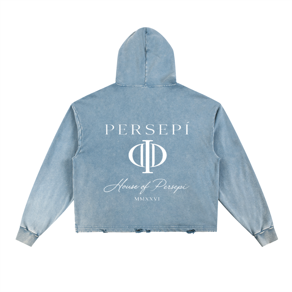 Vintage Washed Frayed-Hem Hoodie