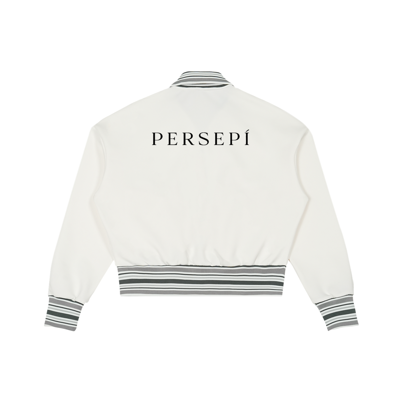 Striped Rib Collar Zip Jacket